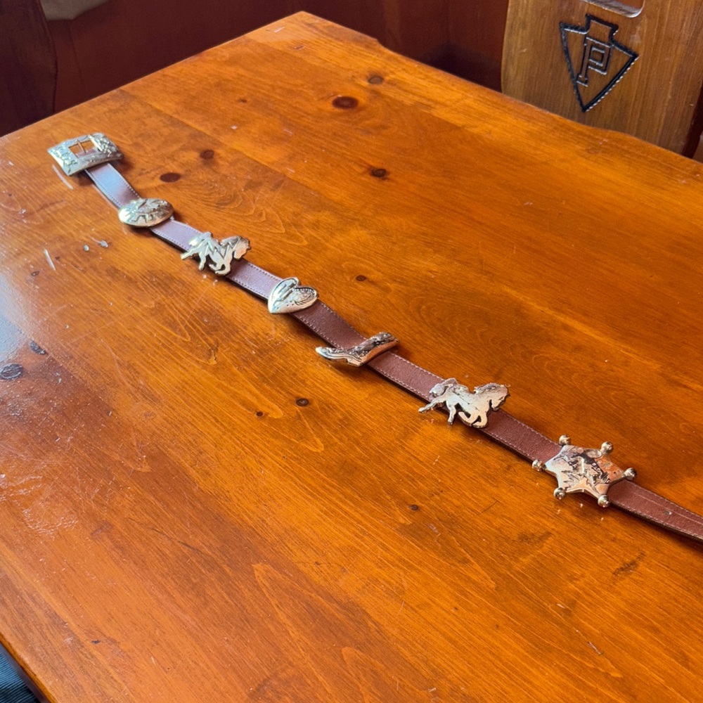 Justin Leather Western Belt with Silver Accents